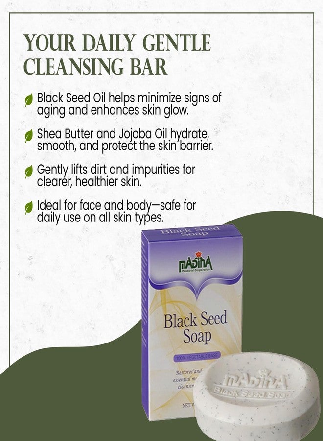 Madina Black Seed Soap Bar – Moisturizing, Anti-Aging, Deep Cleansing, Black Seed Oil, Shea Butter, Jojoba Oil, Plant-Based, Gentle Face & Body Cleanser, 6 Pack (3.5 oz Each) - Image 3